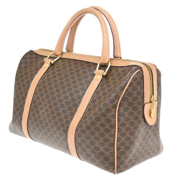 CELINE Logo Macadam Pattern Travel Hand Bag PVC Leather Brown GHW Italy 38EF520 - Picture 4 of 16